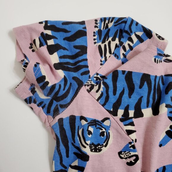 NOOWORKS Womens Cha Cha Mini Dress Small Blue Tiger Print Short Sleeve - Picture 12 of 14